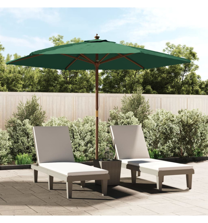 Parasol de jardin avec mât en bois vert 299x240 cm | Mobilier & Déco