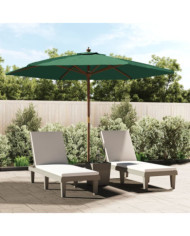 Parasol de jardin avec mât en bois vert 299x240 cm | Mobilier & Déco