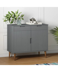 Buffet MOLDE Gris 90x40x80 cm Bois massif de pin | Mobilier & Déco