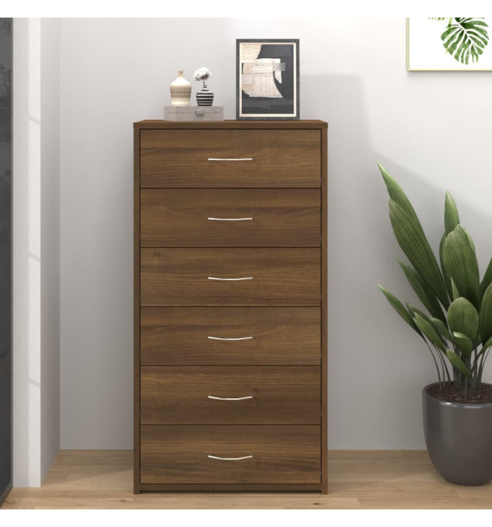 Buffet avec 6 tiroirs Chêne brun 50x34x96 cm Bois d'ingénierie | Mobilier & Déco