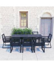Ensemble à manger d'extérieur 9 pcs Rotin PVC Noir | Mobilier & Déco