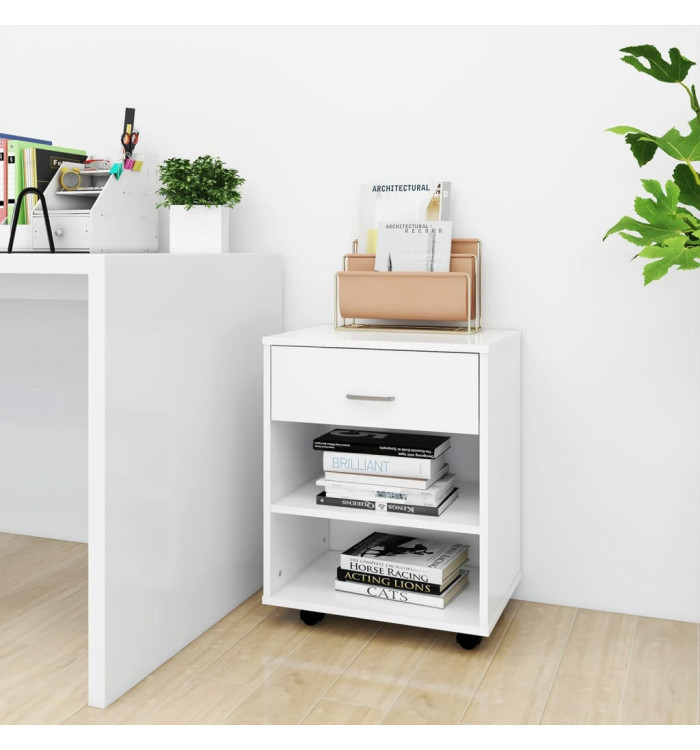 Armoire à roulettes Blanc 46x36x59 cm Bois d'ingénierie | Mobilier & Déco