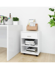 Armoire à roulettes Blanc 46x36x59 cm Bois d'ingénierie | Mobilier & Déco