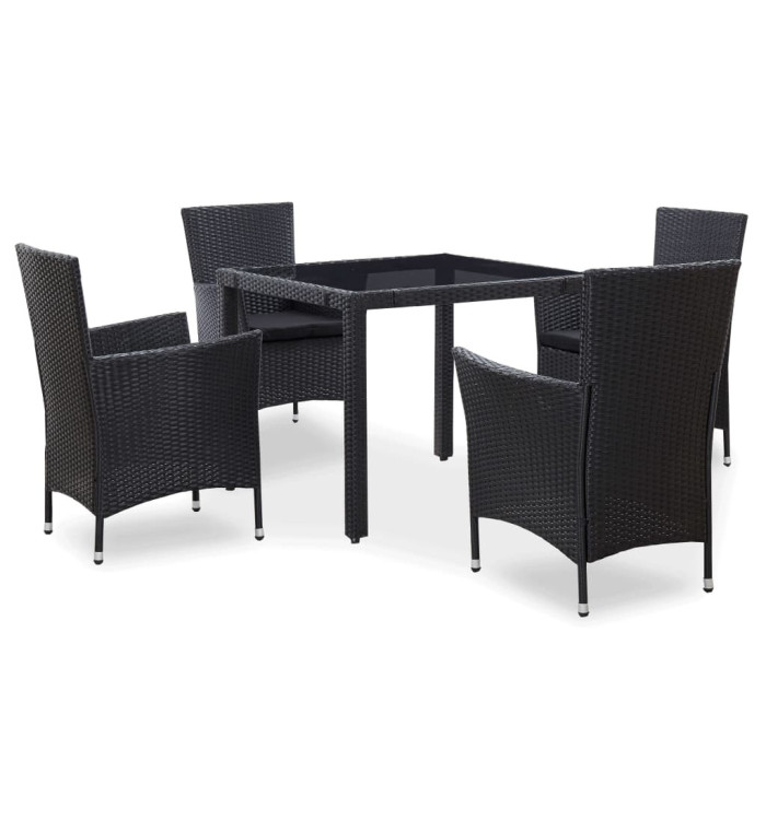 Ensemble à manger d'extérieur 5 pcs Résine tressée Noir | Mobilier & Déco