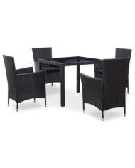 Ensemble à manger d'extérieur 5 pcs Résine tressée Noir | Mobilier & Déco