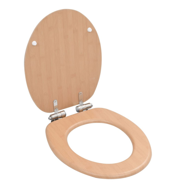 Siège de toilette MDF Couvercle à fermeture en douceur Bambou | Mobilier & Déco