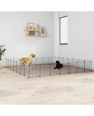 Cage animaux de compagnie à 28 panneaux et porte Noir 35x35 cm | Mobilier & Déco