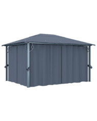 Tonnelle avec rideau 400x300 cm Anthracite Aluminium | Mobilier & Déco