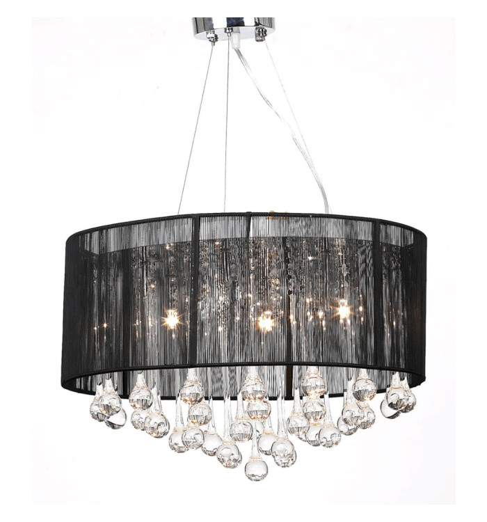 Lustre avec 85 cristaux Noir | Mobilier & Déco