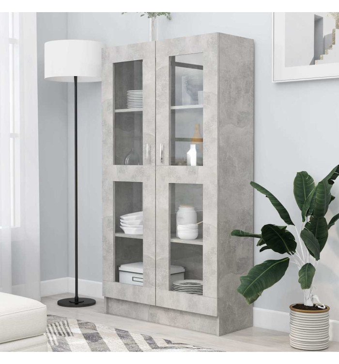 Armoire à vitrine Gris béton 82,5x30,5x150 cm Bois d'ingénierie | Mobilier & Déco