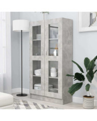 Armoire à vitrine Gris béton 82,5x30,5x150 cm Bois d'ingénierie | Mobilier & Déco