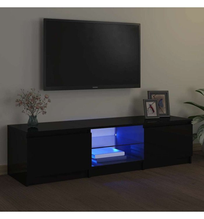 Meuble TV avec lumières LED noir 140x40x35,5 cm | Mobilier & Déco