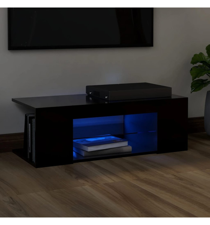 Meuble TV avec lumières LED Noir 90x39x30 cm | Mobilier & Déco