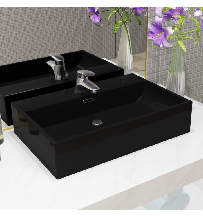 Vasque avec trou de robinet en céramique Noir 60,5x42,5x14,5 cm | Mobilier & Déco