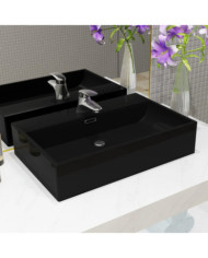 Vasque avec trou de robinet en céramique Noir 60,5x42,5x14,5 cm | Mobilier & Déco