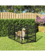 Chenil pour chien Noir 193,5x97x100 cm Acier | Mobilier & Déco