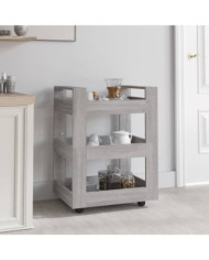 Chariot de cuisine Sonoma gris 60x45x80 cm Bois d'ingénierie | Mobilier & Déco