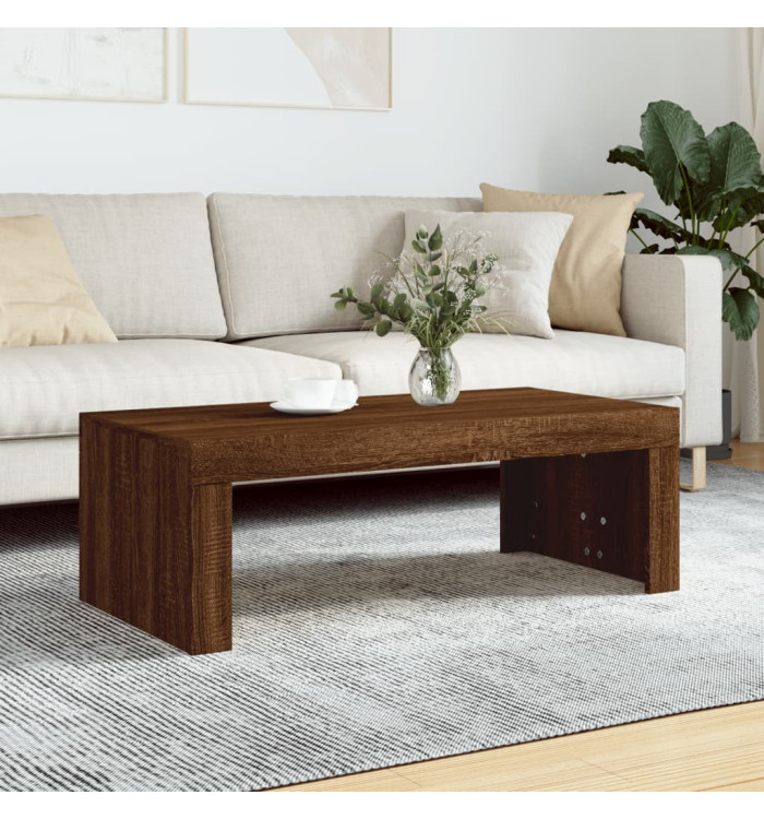 Table basse chêne marron 102x50x36 cm bois d'ingénierie | Mobilier & Déco