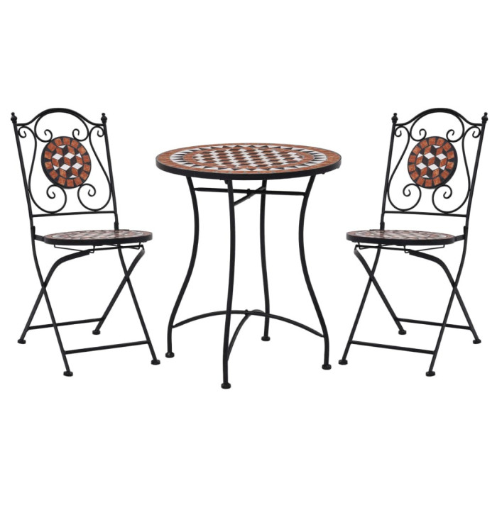 Ensemble de bistro 3 pcs mosaïque Carreau céramique Terre cuite | Mobilier & Déco