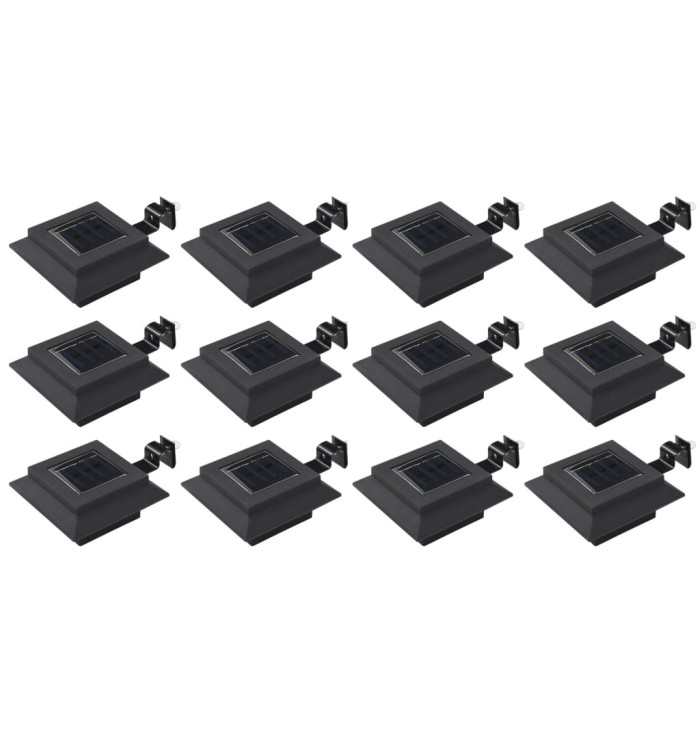 Lampes solaires à LED carrées d'extérieur 12 pcs 12 cm Noir | Mobilier & Déco