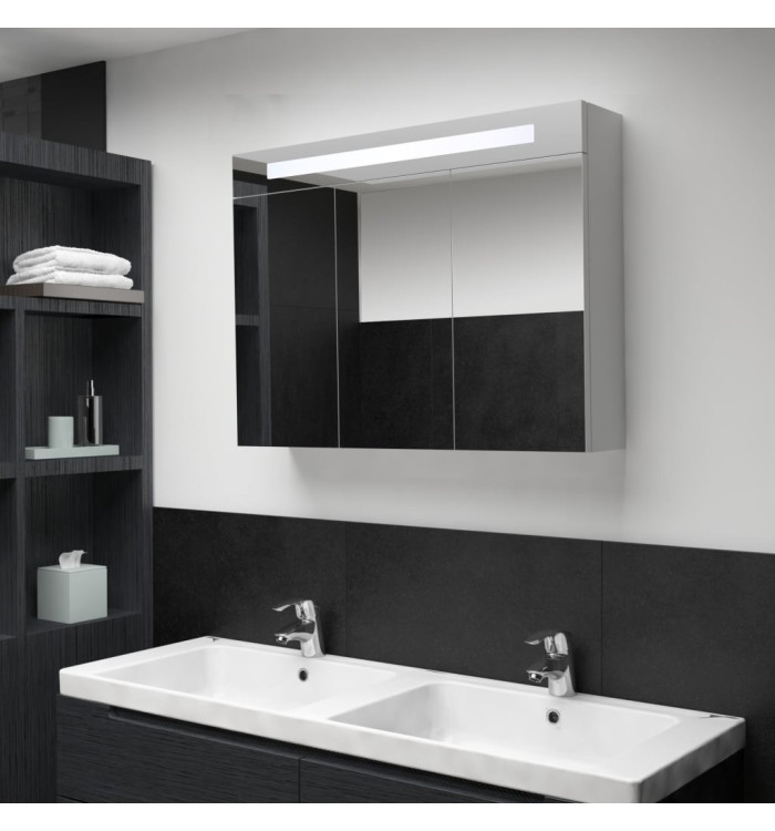 Armoire de salle de bain à miroir LED 88x13x62 cm | Mobilier & Déco