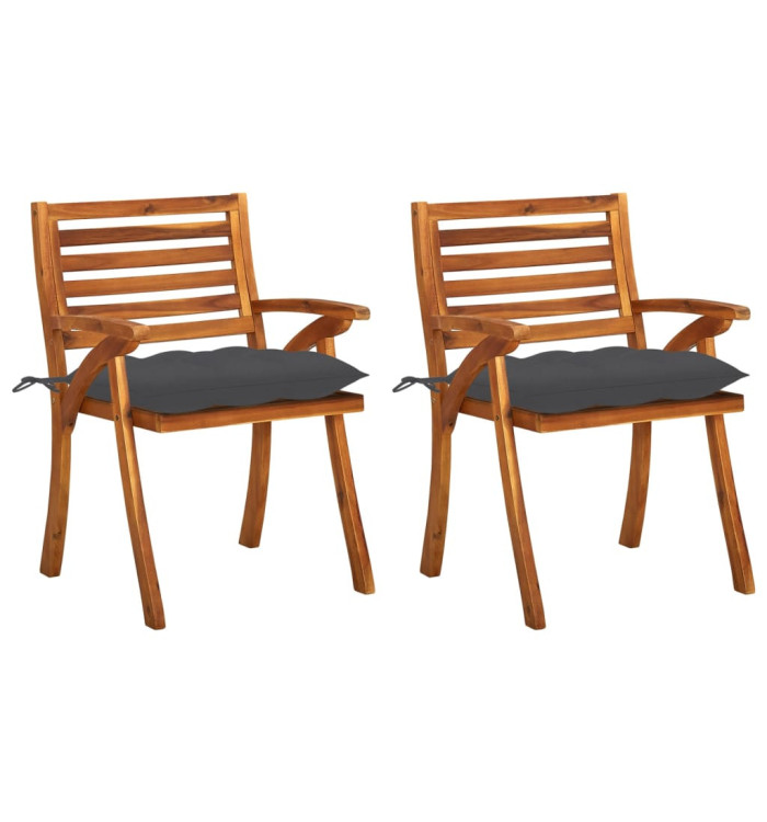 Chaises à manger de jardin avec coussins lot de 2 Acacia massif | Mobilier & Déco