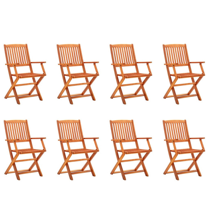 Chaises de jardin pliables lot de 8 Bois d'eucalyptus massif | Mobilier & Déco