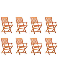 Chaises de jardin pliables lot de 8 Bois d'eucalyptus massif | Mobilier & Déco