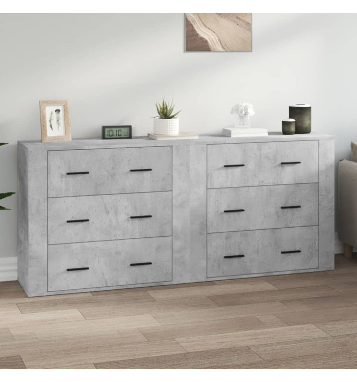 Buffets 2 pcs gris béton bois d'ingénierie | Mobilier & Déco