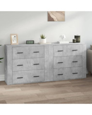 Buffets 2 pcs gris béton bois d'ingénierie | Mobilier & Déco