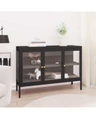 Buffet Noir 105x35x70 cm Acier et verre | Mobilier & Déco