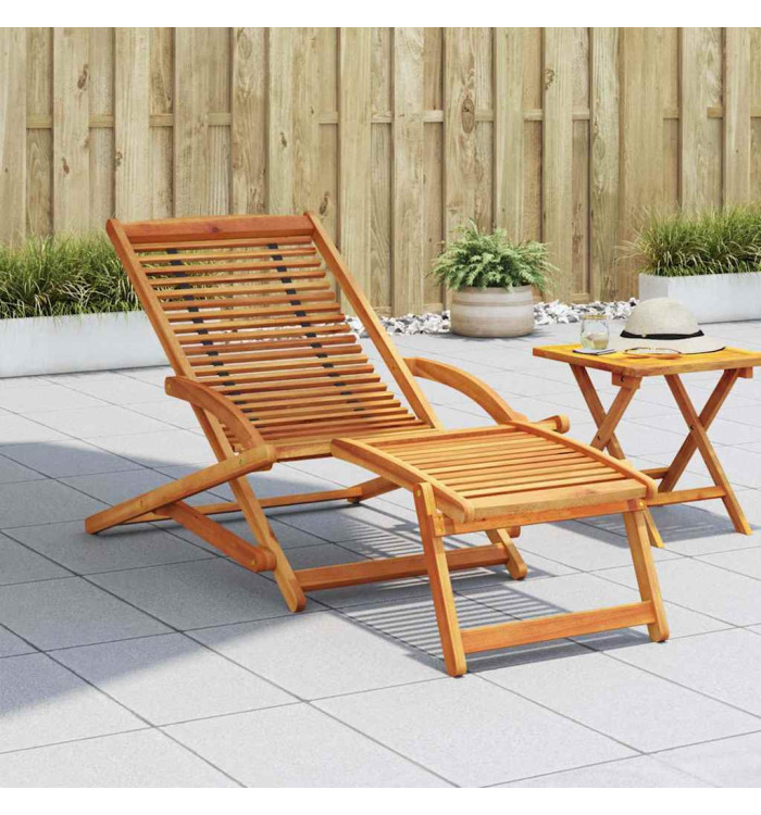 Chaise de terrasse avec repose-pied Bois d'acacia solide | Mobilier & Déco