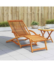 Chaise de terrasse avec repose-pied Bois d'acacia solide | Mobilier & Déco
