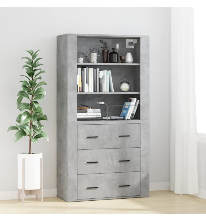 Buffet haut Gris béton Bois d'ingénierie | Mobilier & Déco