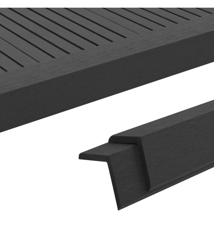 Cornière de terrasse 5 pcs WPC 170 cm Noir | Mobilier & Déco