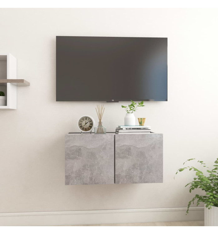 Meuble TV suspendu Gris béton 60x30x30 cm | Mobilier & Déco
