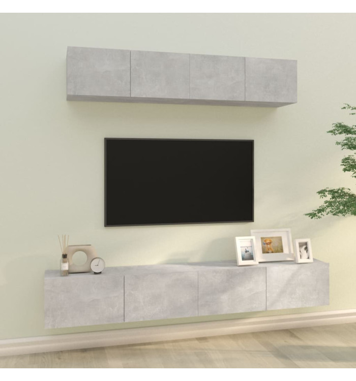 Ensemble de meubles TV 4 pcs Gris béton Bois d'ingénierie | Mobilier & Déco