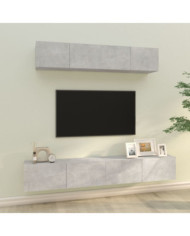 Ensemble de meubles TV 4 pcs Gris béton Bois d'ingénierie | Mobilier & Déco