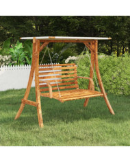 Cadre de balançoire avec toit crème Bois courbé à finition teck | Mobilier & Déco