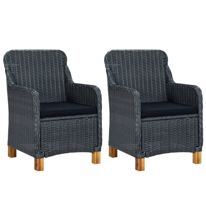 Chaises de jardin avec coussins lot de 2 Résine tressée | Mobilier & Déco