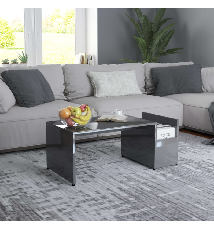 Table basse Gris brillant 90x45x35 cm Bois d’ingénierie | Mobilier & Déco
