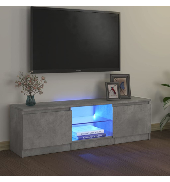 Meuble TV avec lumières LED gris béton 120x30x35,5 cm | Mobilier & Déco