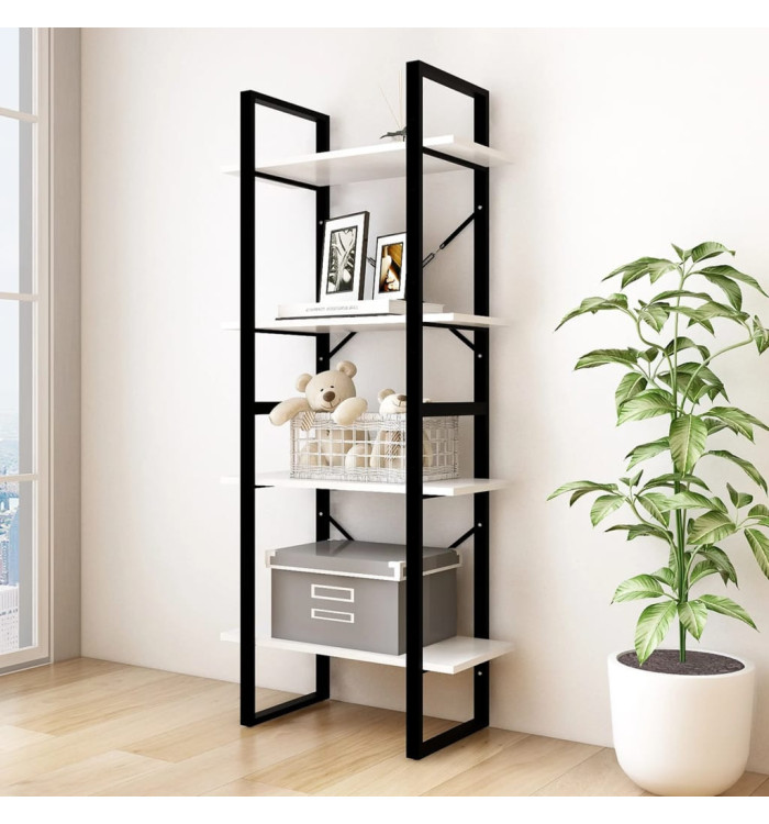 Bibliothèque à 4 niveaux Blanc 60x30x140 cm Bois de pin massif | Mobilier & Déco