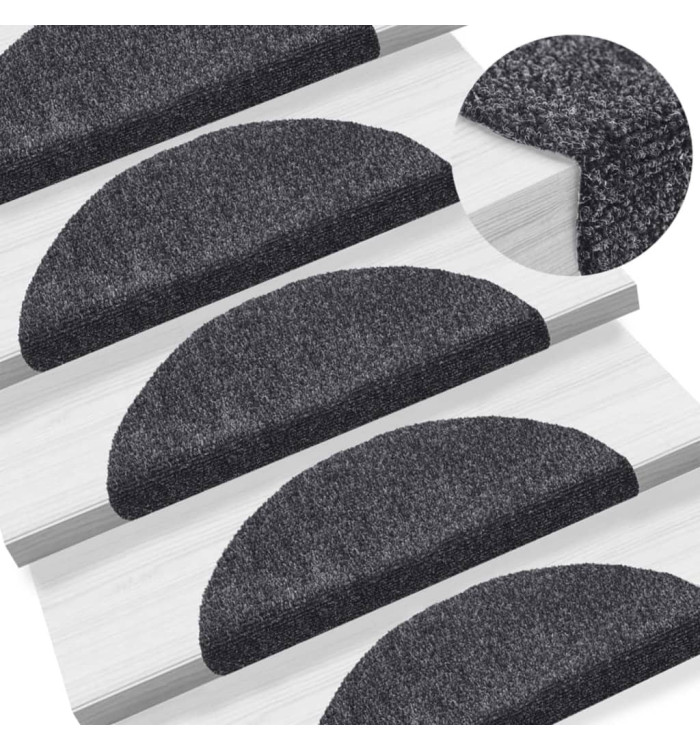 Tapis d'escalier auto-adhésif 15 pcs 56x17x3 cm Gris foncé | Mobilier & Déco