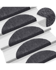 Tapis d'escalier auto-adhésif 15 pcs 56x17x3 cm Gris foncé | Mobilier & Déco