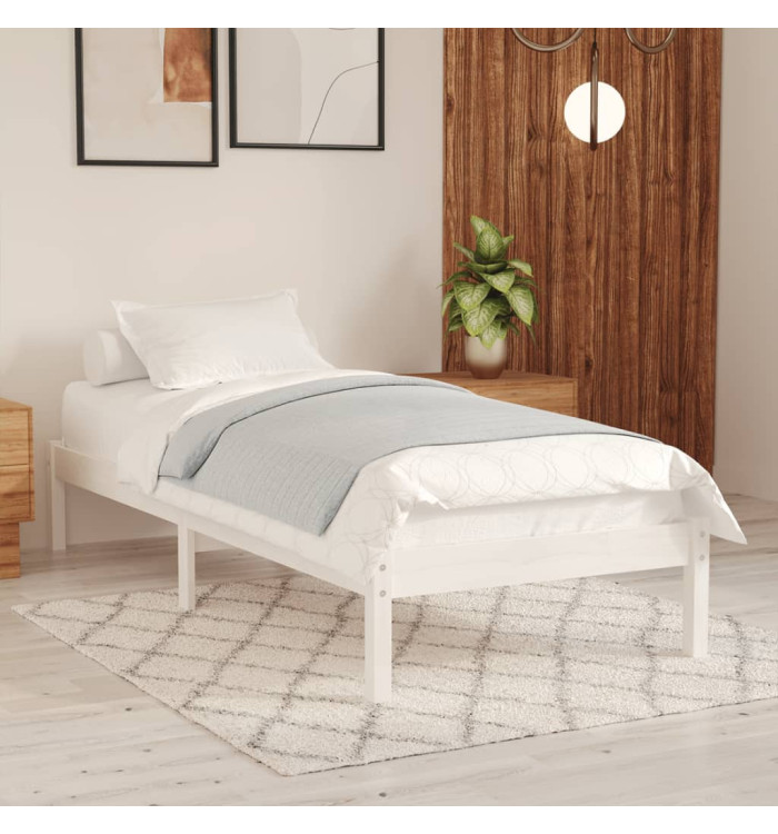 Cadre de lit sans matelas blanc bois massif 90x200 cm | Mobilier & Déco