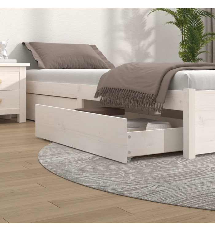Tiroirs de lit 4 pcs Blanc Bois de pin massif | Mobilier & Déco
