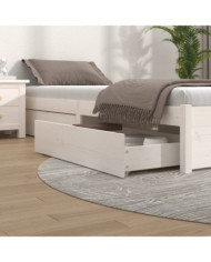 Tiroirs de lit 4 pcs Blanc Bois de pin massif | Mobilier & Déco