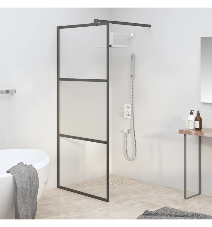 Paroi de douche 80x195 cm Verre ESG demi-dépoli Noir | Mobilier & Déco