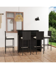 Ensemble de bar de jardin avec coussins 5 pcs Noir | Mobilier & Déco